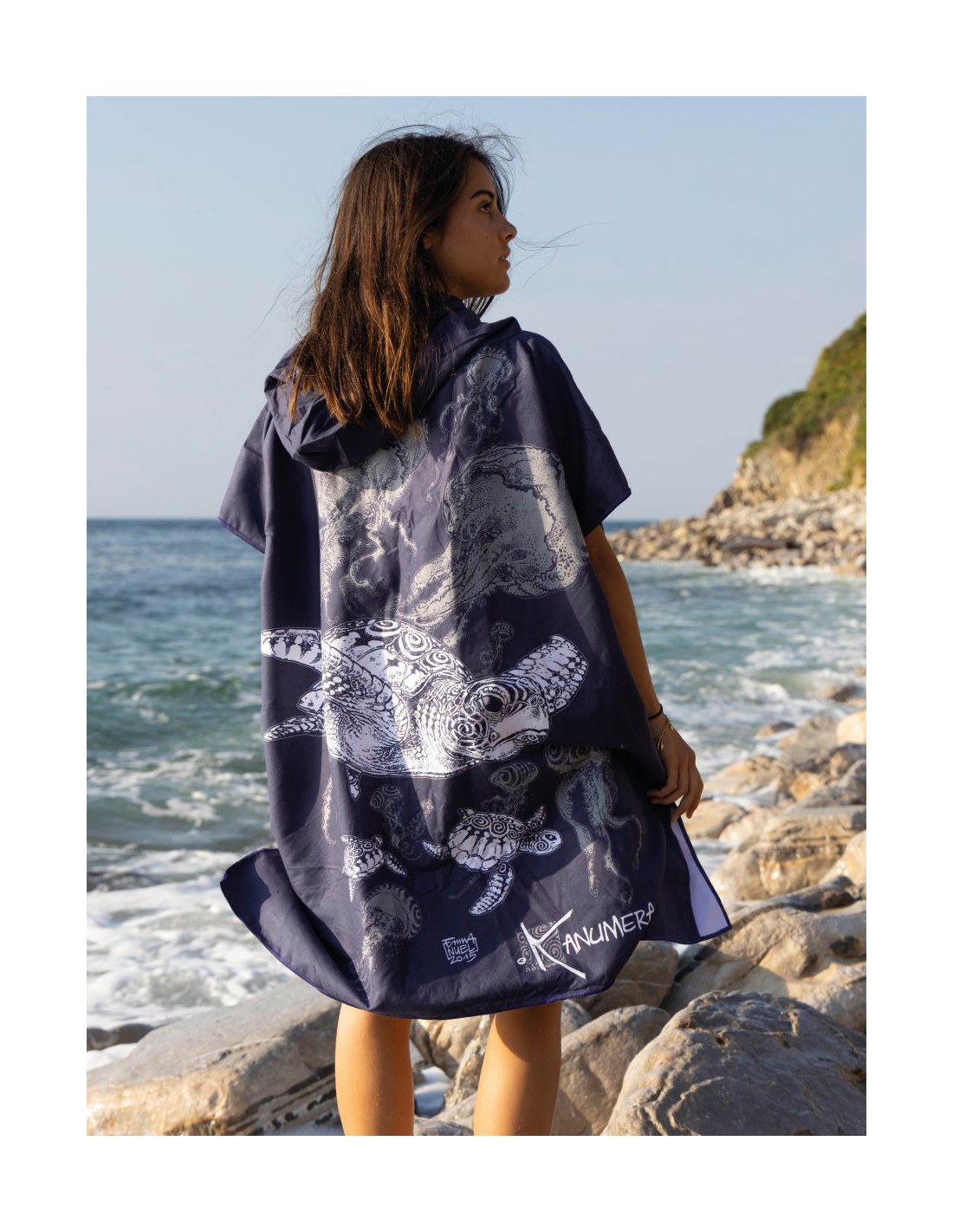Poncho blå med sköldpadda, medium - Bild 2